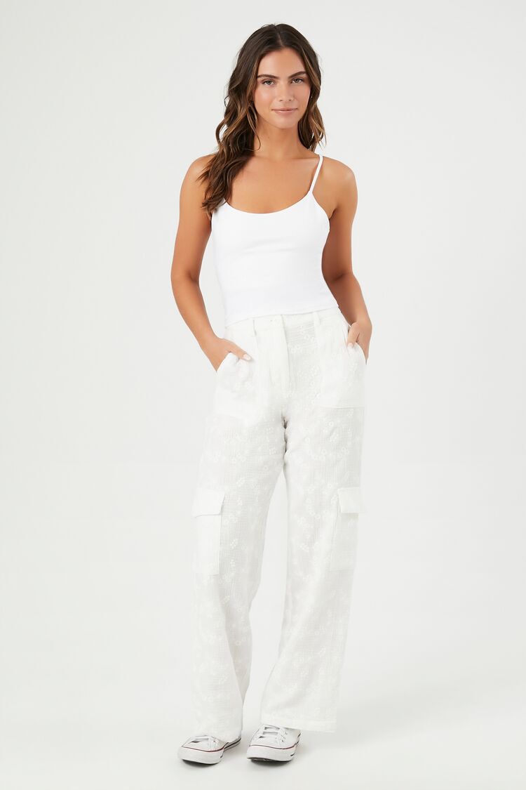 Floerns Women's Streetwear Asymmetrical Waist Flap Pocket Cargo Pants White  XS at Amazon Women's Clothing store
